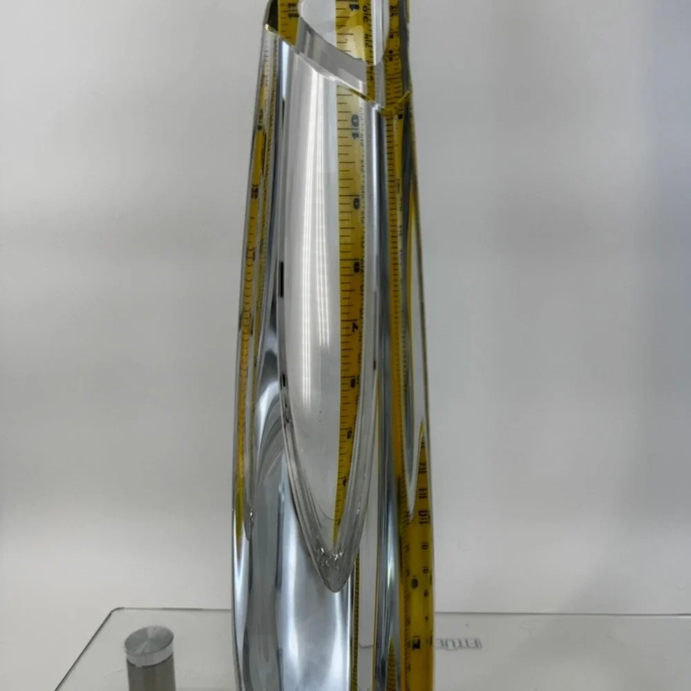 Vintage Crystal Art Glass Abstract Sculpture Vase High Quality Heavy Piece